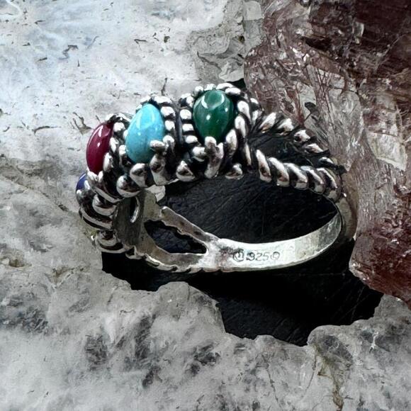 Carolyn Pollack Sterling Silver 5 Assorted Gemstone Split Shank Ring For Women - Picture 7 of 10